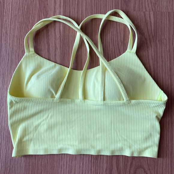 ❤️ Lululemon Like a Cloud Ribbed Longline Bra Electric Lemon Yellow Size 6 NWOT - Picture 7 of 8